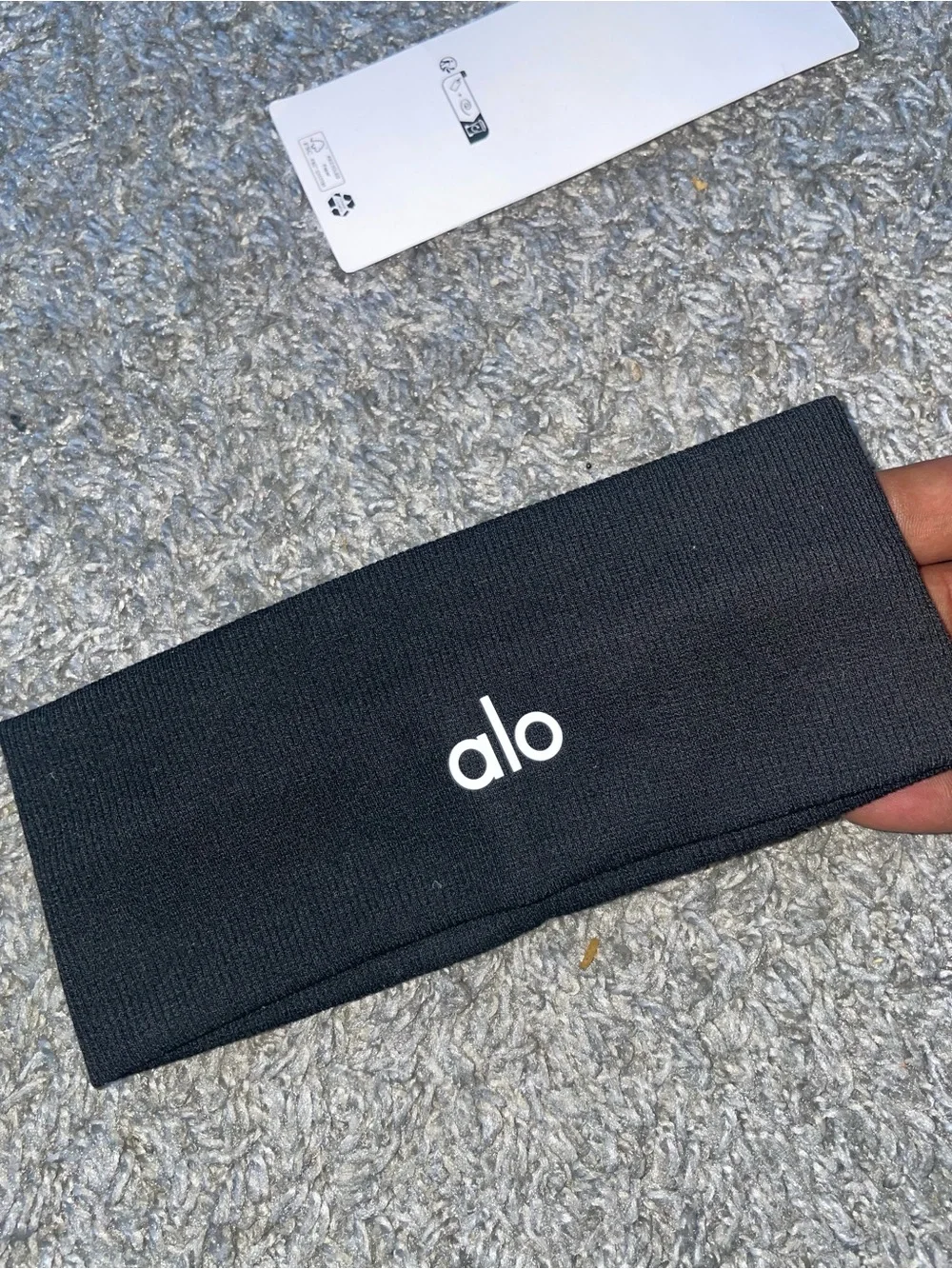 ALO Yoga Black Kids Logo Headband with White Logo